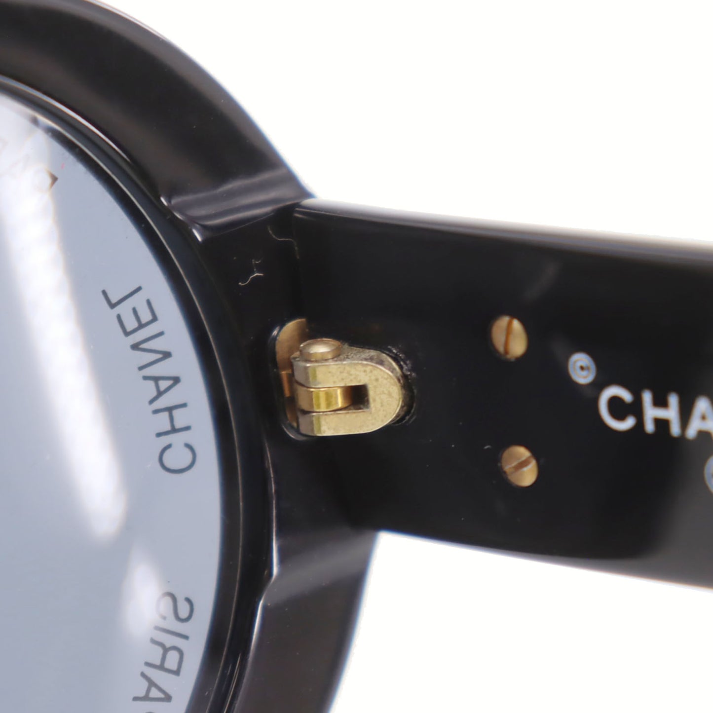 CHANEL CC Logos Sunglasses Black Round Eye Wear #CP867