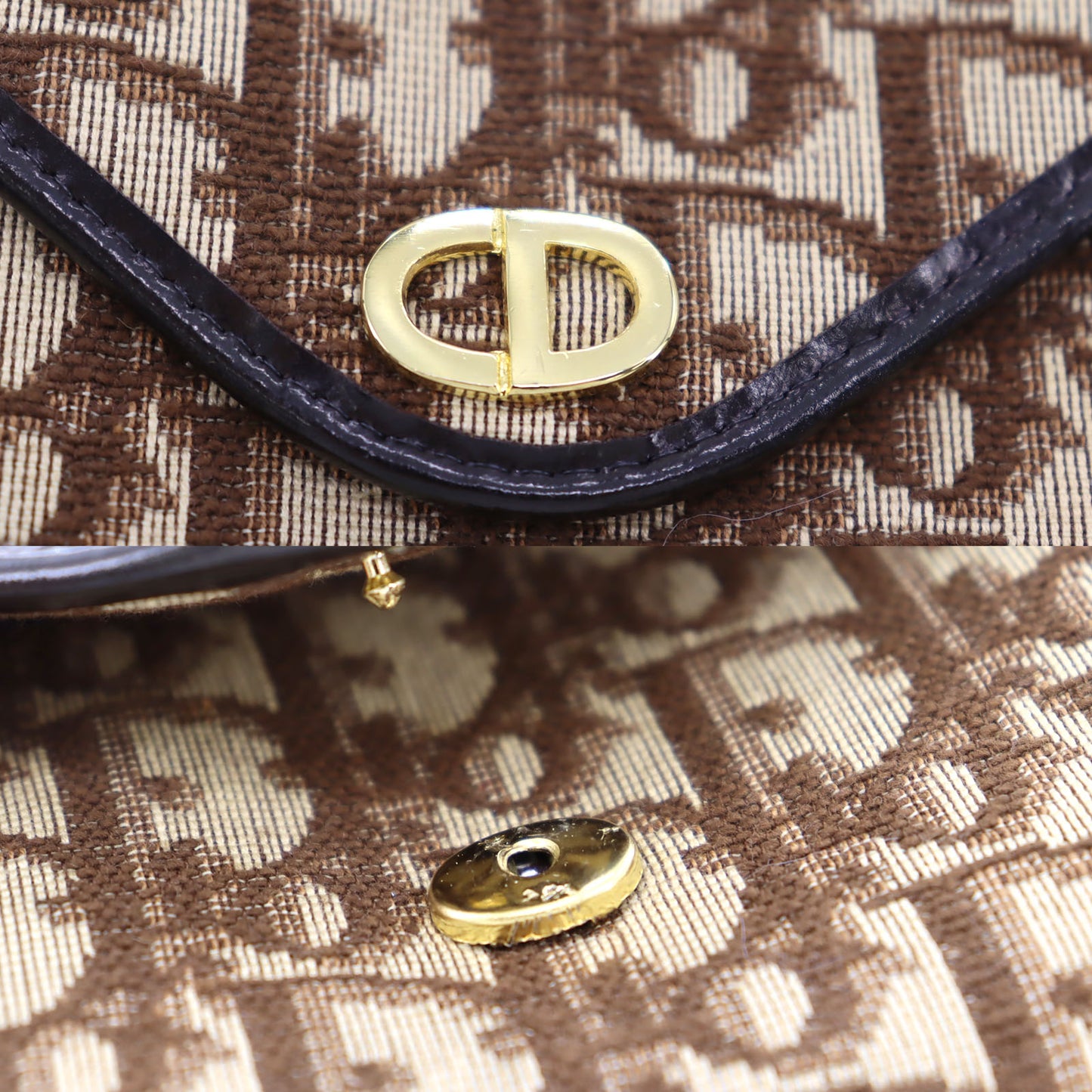 Christian Dior Trotter Shoulder Bag Brown Canvas Leather #AH117