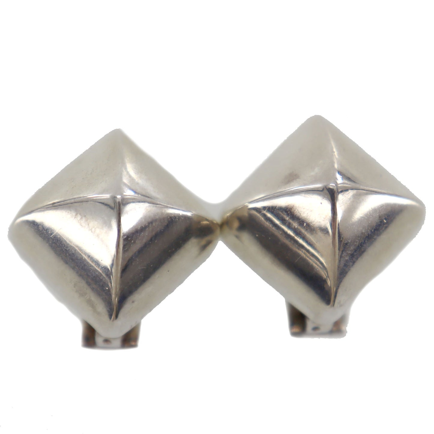 HERMES Medor Studs Earrings Silver Clip-On #AH155