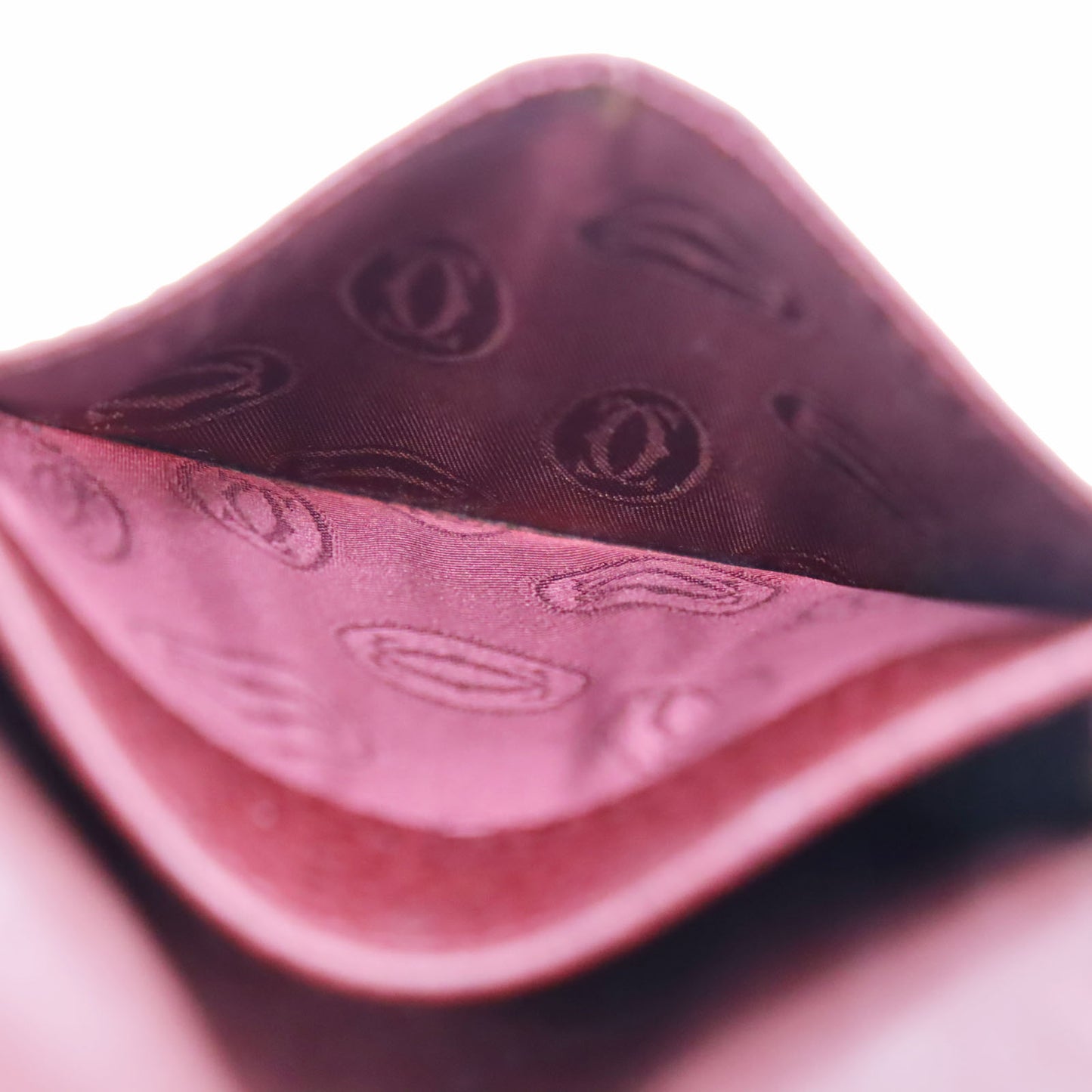 Cartier Logos Must Line Coin Case Bordeaux Leather #AH125