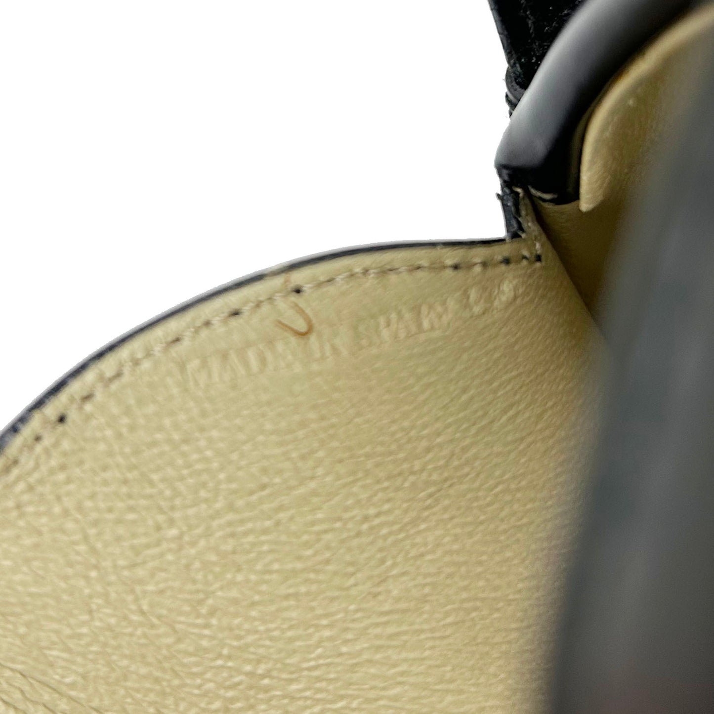 LOEWE Logos Round Handbag Black Leather #BU453