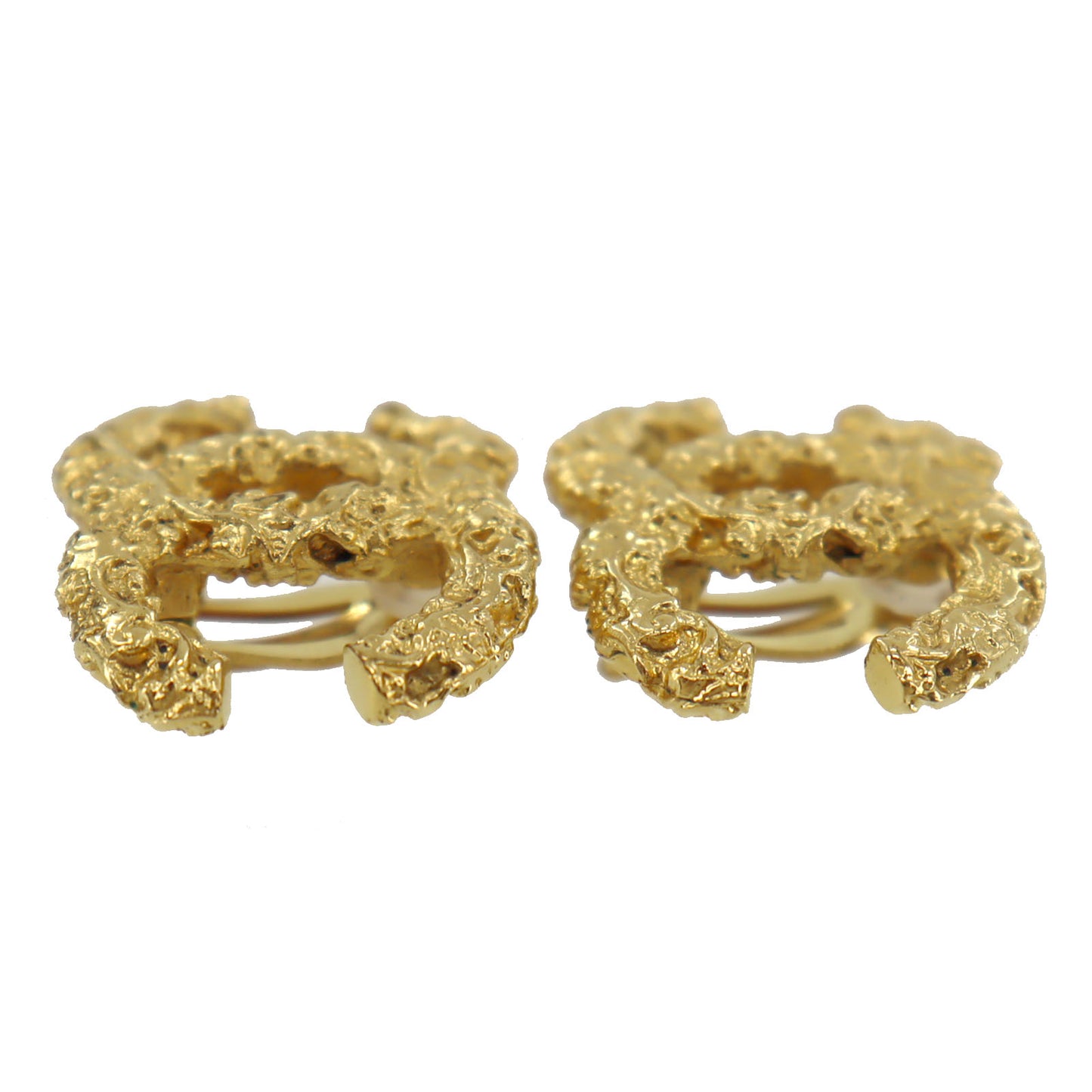 CHANEL CC Logos Earrings Gold Clip-On Vintage 03A #AH27