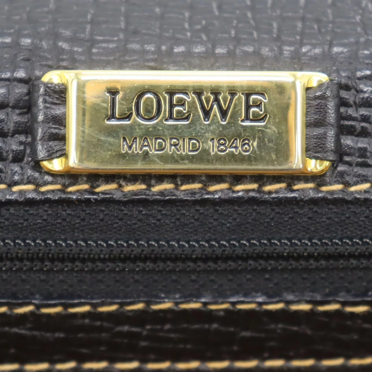 LOEWE Barcelona 2 Way Shoulder Handbag Black Leather #AH469