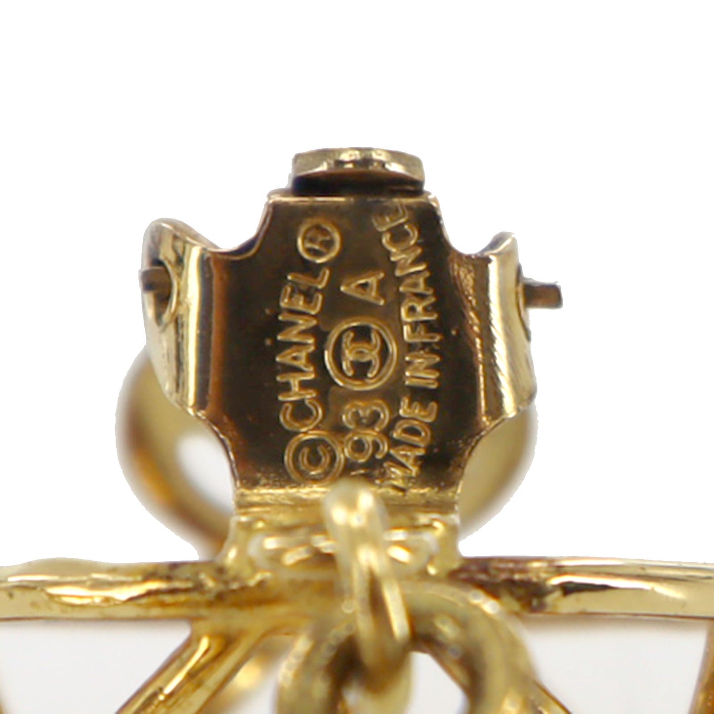 CHANEL CC Logo Earrings Gold Clip-On 93 A #BU537