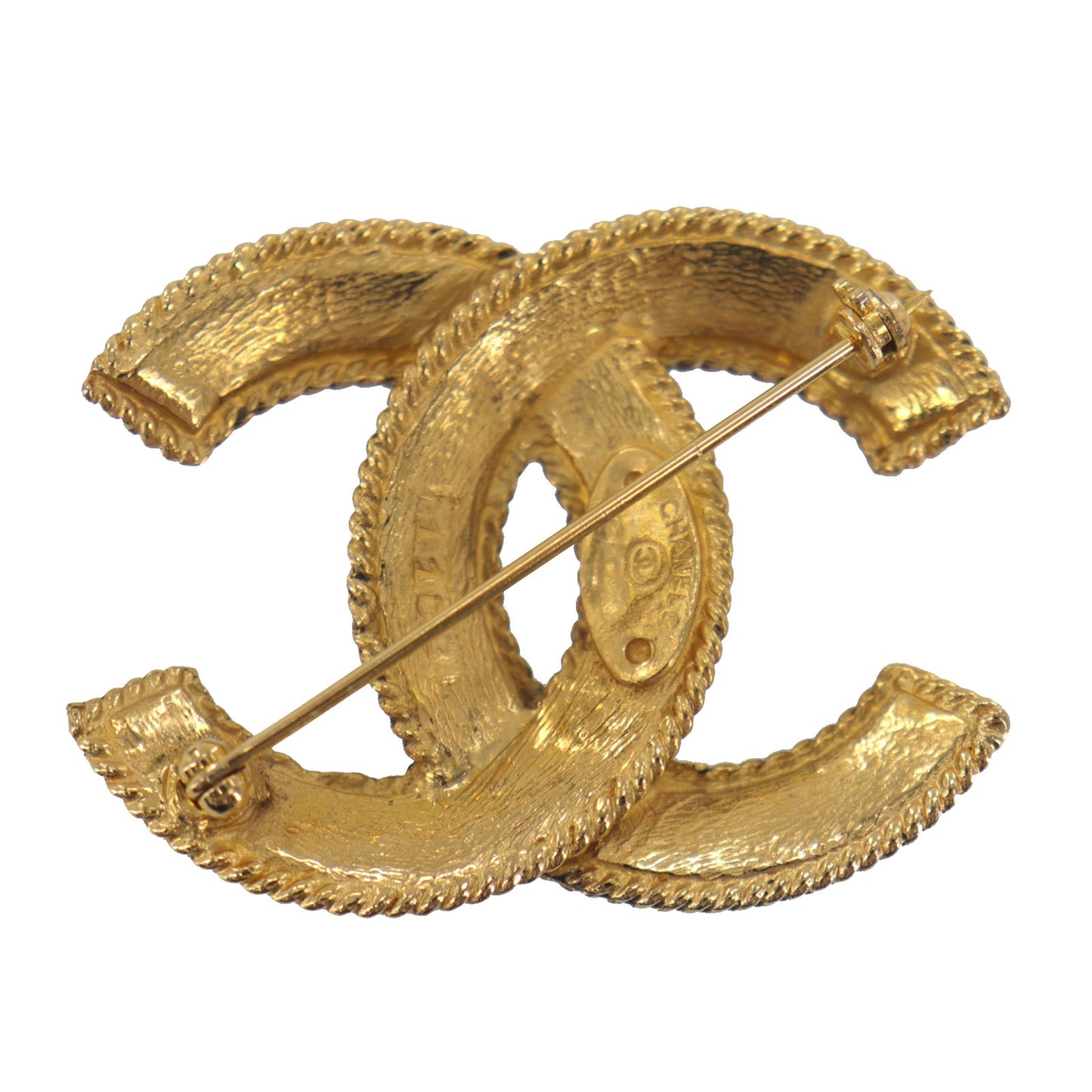 CHANEL CC Logos Pin Brooch Gold Plated 1108 #AG286
