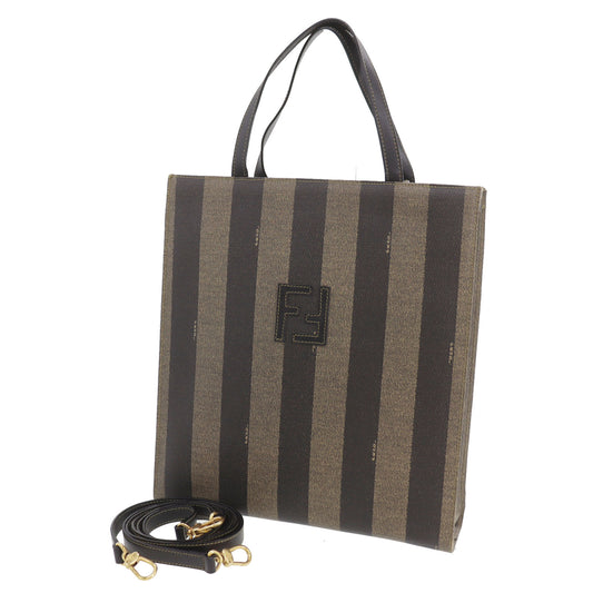 FENDI Pequin 2way Handbag Backpack Brown Black PVC #AH638