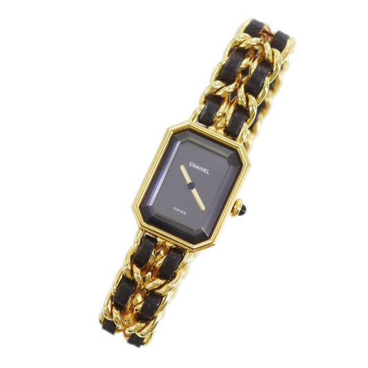 CHANEL Premiere Discontinued Wristwatches L Gold Black Quartz Swiss #CK713