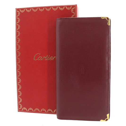 CARTIER Must de Cartier Bifold Long Wallet Leather Burgundy #ED495