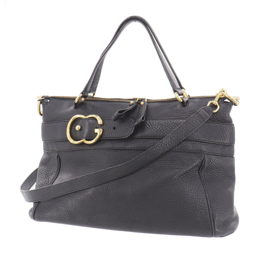 GUCCI Logos 2Way Shoulder Handbag Leather Black #BH637