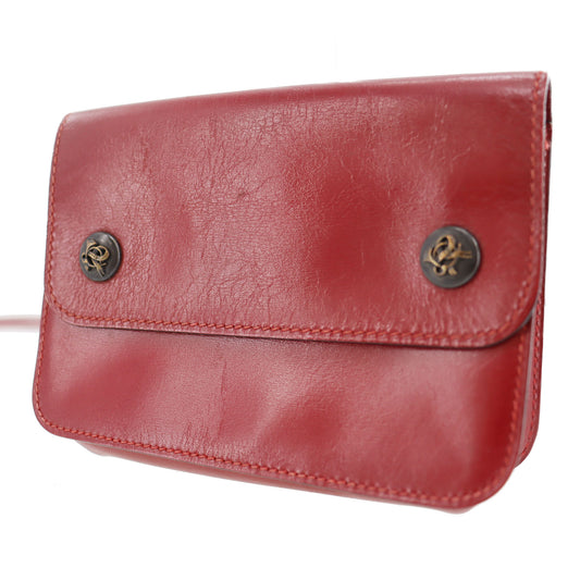 HERMES Waist Pouch Bag Red Leather #BP773