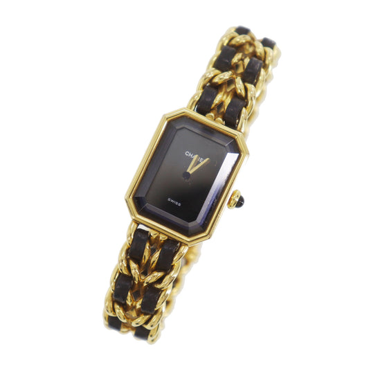 CHANEL Premiere Discontinued Wristwatches L Gold Black Quartz #CW937
