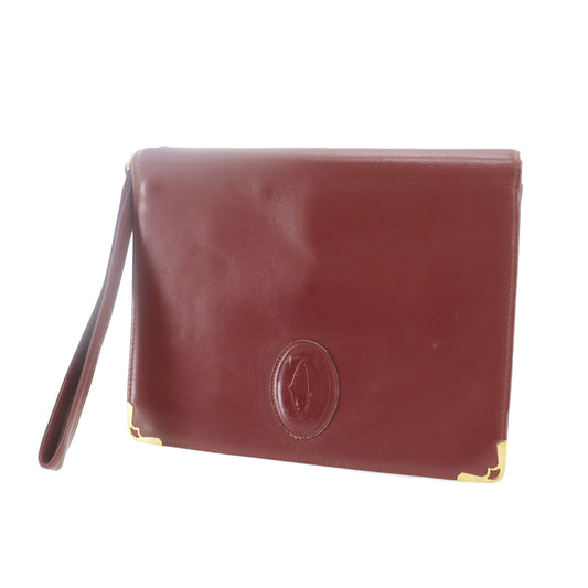 Cartier Must Line Logos Clutch Bag Bordeaux Leather #AH227