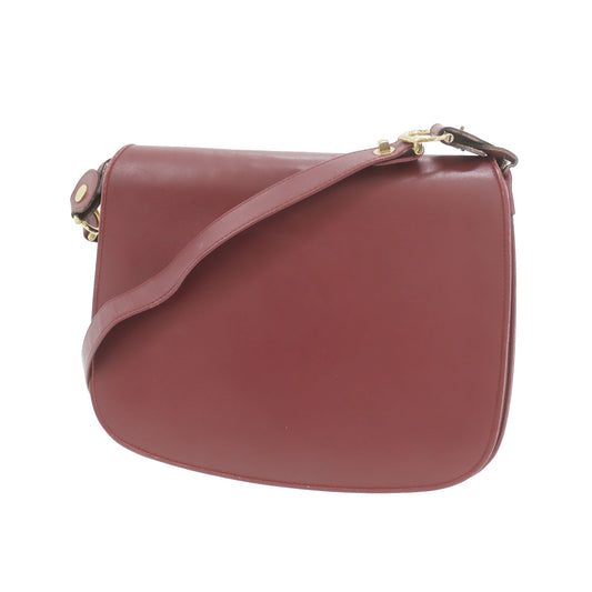 Cartier Must Line Crossbody Shoulder Bag Bordeaux Leather #AH78