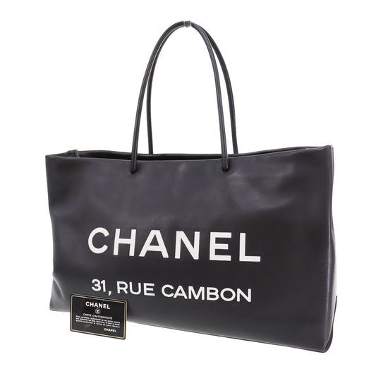 CHANEL Logo Shoulder Tote Bag Leather #CL42