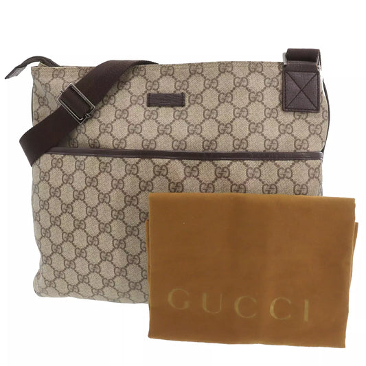 GUCCI GG Plus Shoulder Bag Crossbody Brown PVC Leather #CF544