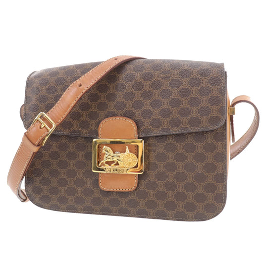 CELINE Horse Carriage Macadam Pattern Shoulder Bag PVC Leather #CY679