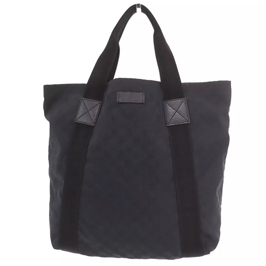 GUCCI Original GG Canvas Tote Handbag Black Canvas #CD911