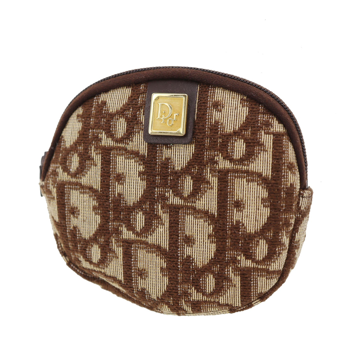 Christian Dior Trotter Mini Coin Wallet Pouch Brown Canvas #CH115
