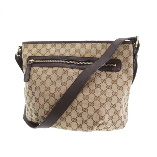 GUCCI Original GG Canvas Crossbody Shoulder Bag Brown #CS801