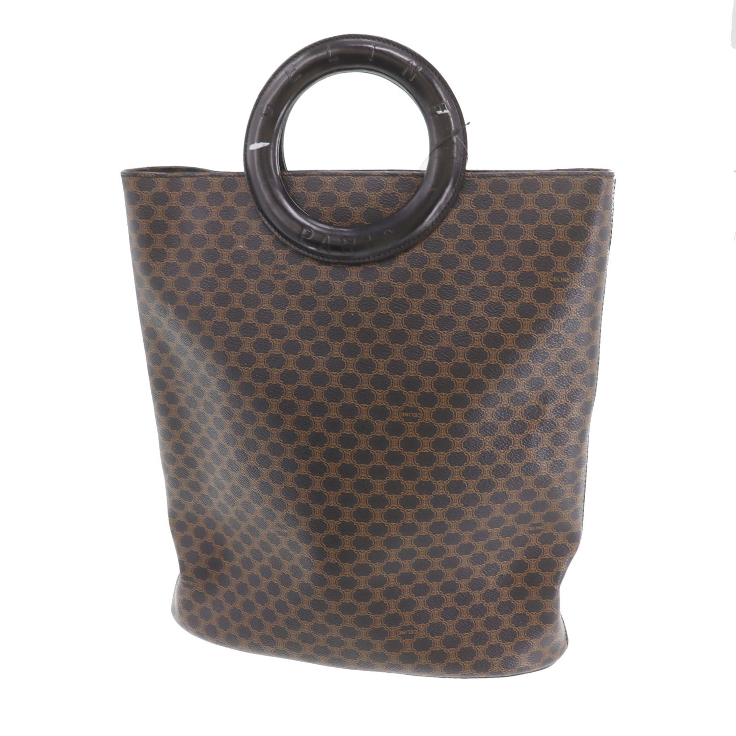 CELINE Macadam Pattern Handbag Black PVC Leather #AG641