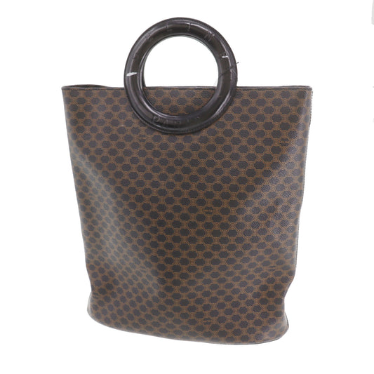 CELINE Macadam Pattern Handbag Black PVC Leather #AG641