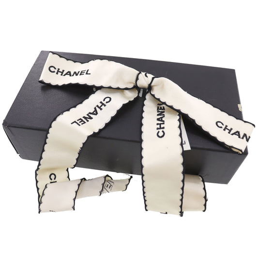 CHANEL Big Ribbon Pin Brooch White logos Hair Accessories #AG515