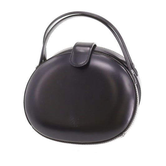 LOEWE Logos Round Handbag Black Leather #BU453