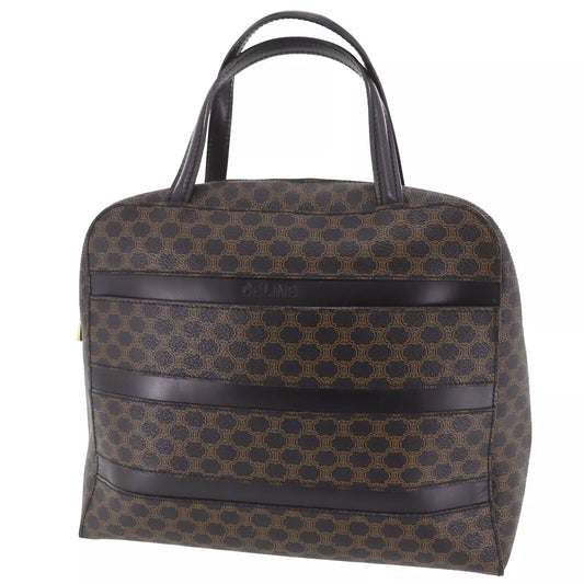 CELINE Macadam Pattern Handbag Black Brown PVC Leather #AH215