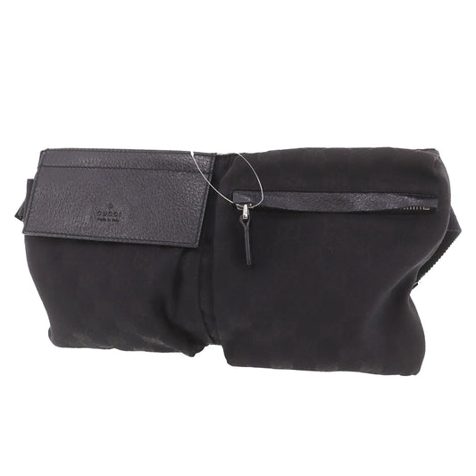 GUCCI Original GG Canvas Fanny Pack Waist Bag Black Canvas #BT121