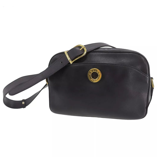 CELINE Logos Shoulder Bag Navy Leather #AH82