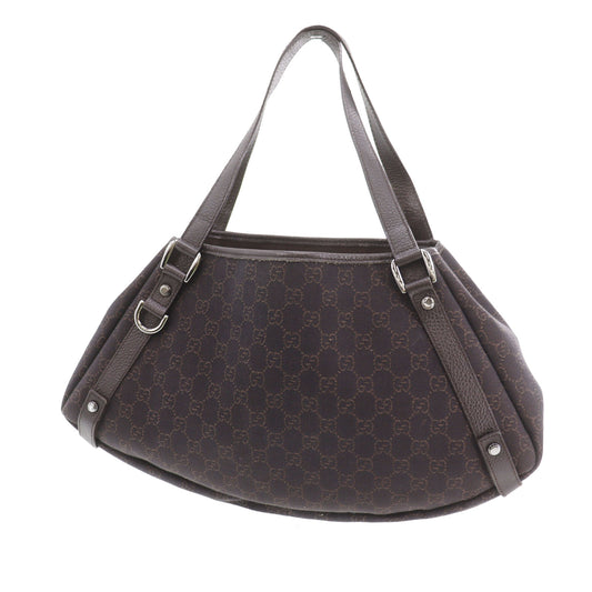 GUCCI Original GG Canvas Handbag Tote Dark Brown #AH621