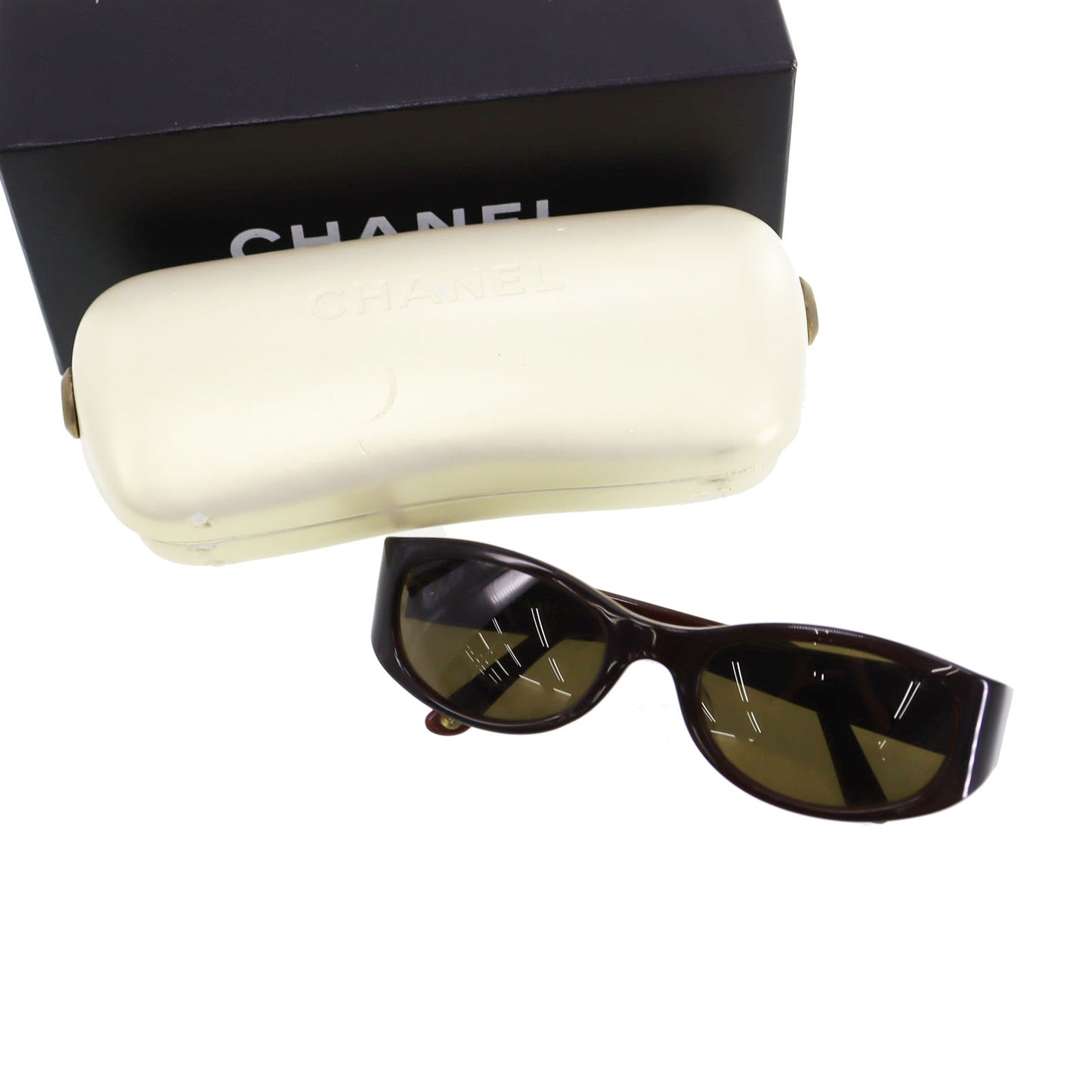 CHANEL Logos Sunglasses Brown Eye Wear #CO945