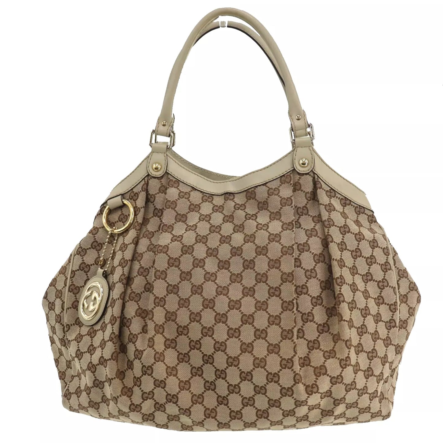 GUCCI Original GG Canvas Handbag Tote Beige #CS887