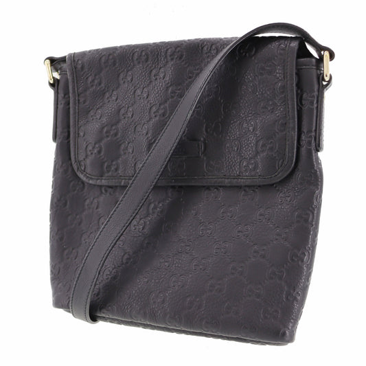 GUCCI Shima Shoulder Bag Black Leather #BS113