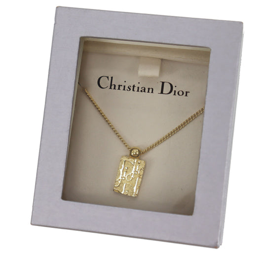 Christian Dior Trotter Rhinestones Chain Necklace Gold Plated #ED531