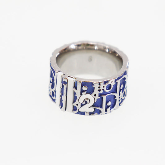 Dior Trotter Finger Ring Blue Silver Size 6 #ED200