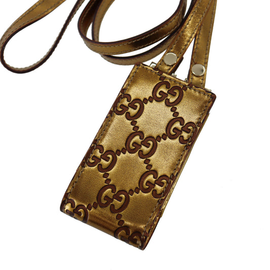 GUCCI Original GG iPod Mini Case Gold Brown Leather #AG250