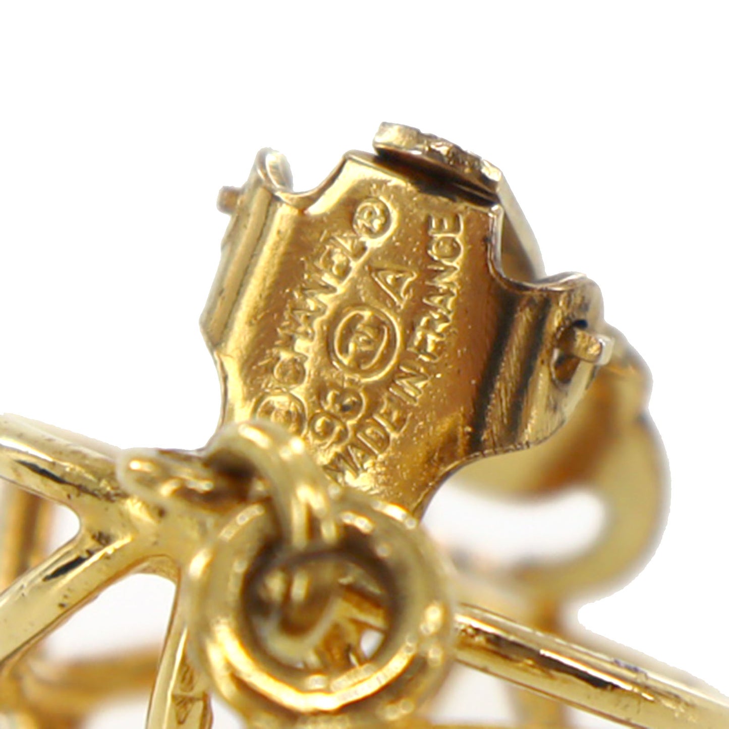 CHANEL CC Logo Earrings Gold Clip-On 93 A #BU537