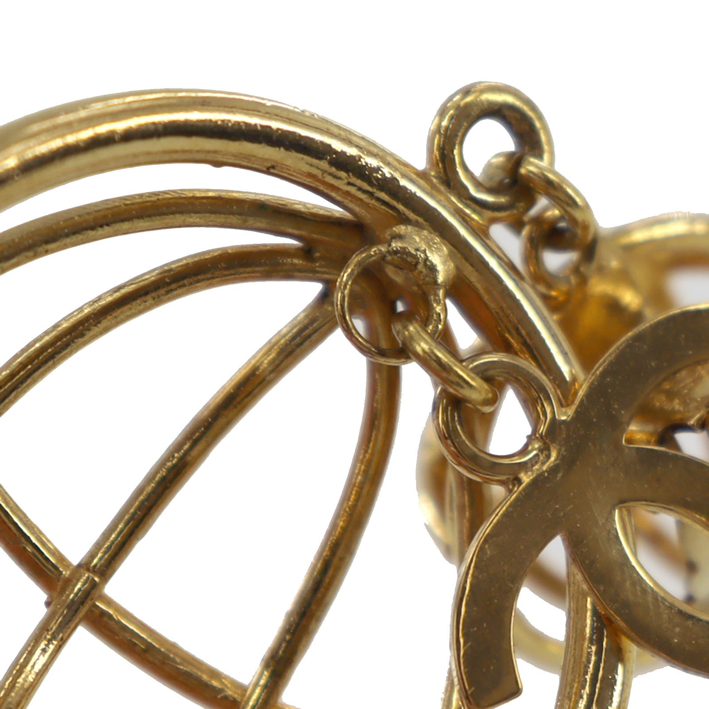 CHANEL CC Logo Earrings Gold Clip-On 93 A #BU537