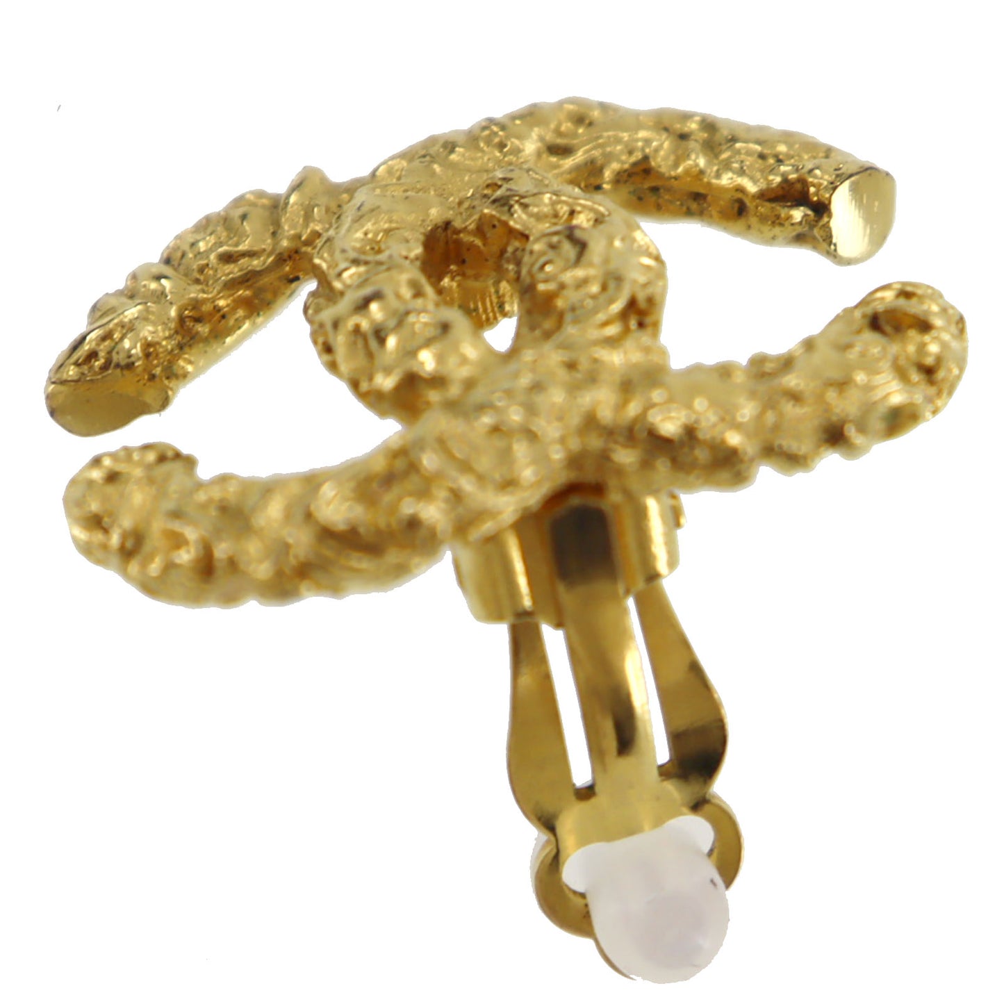 CHANEL CC Logos Earrings Gold Clip-On Vintage 03A #AH27
