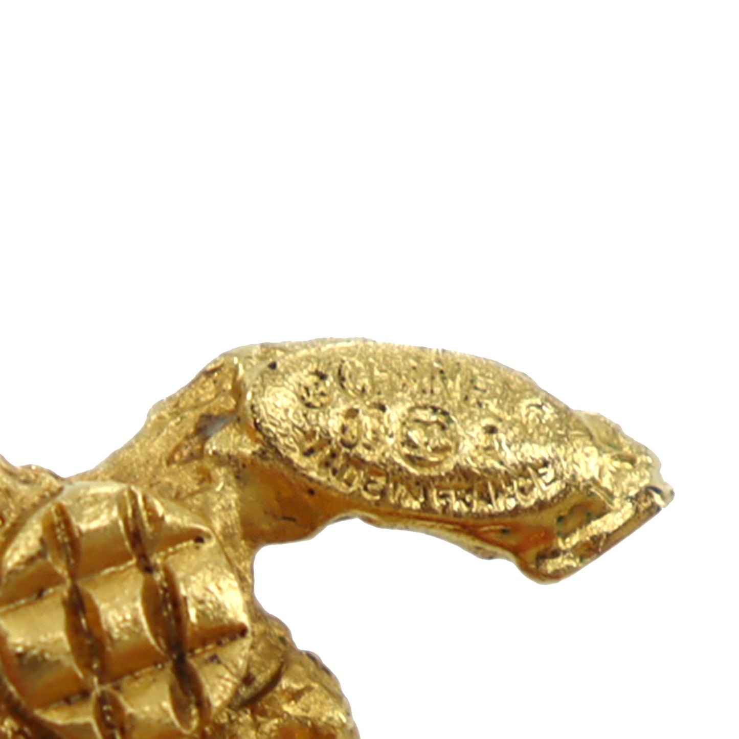 CHANEL CC Logos Earrings Gold Clip-On Vintage 03A #AH27