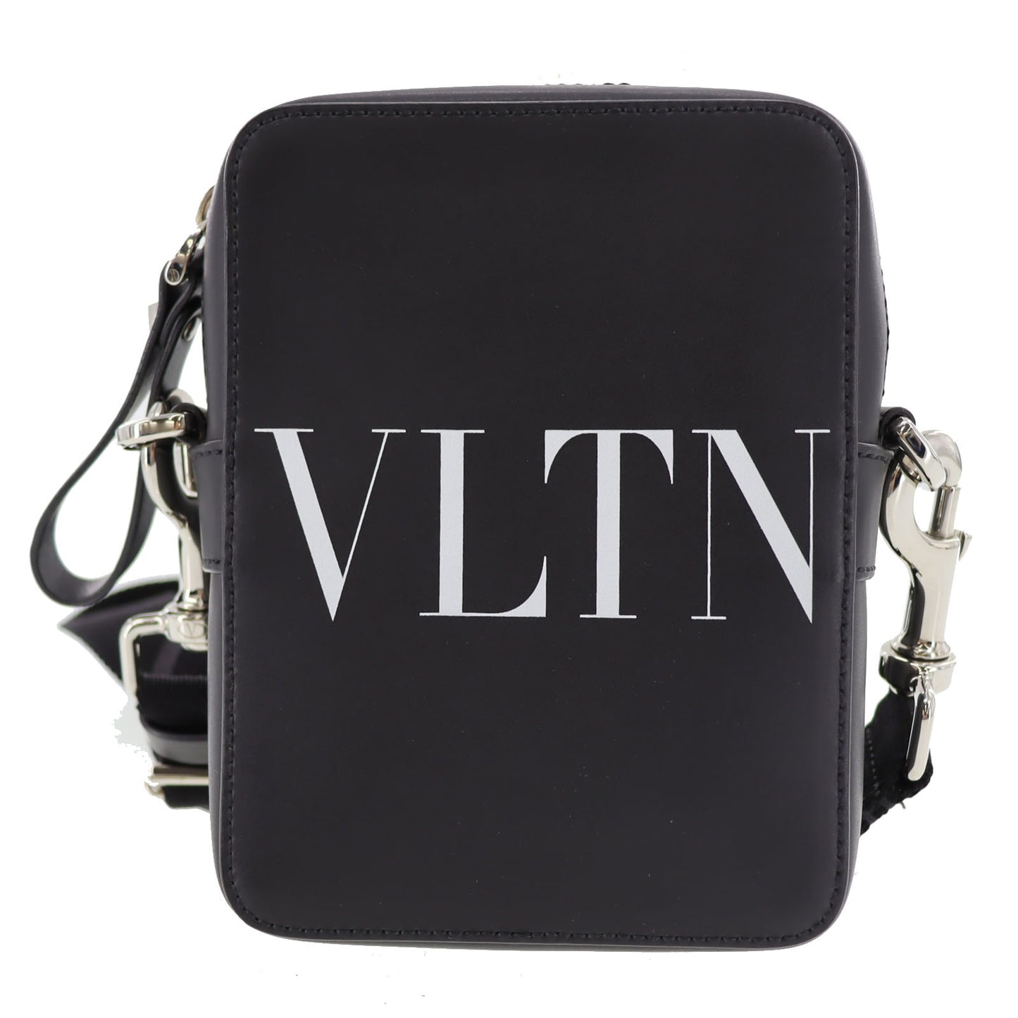 VALENTINO Logos Shoulder Bag Black Leather #BJ532
