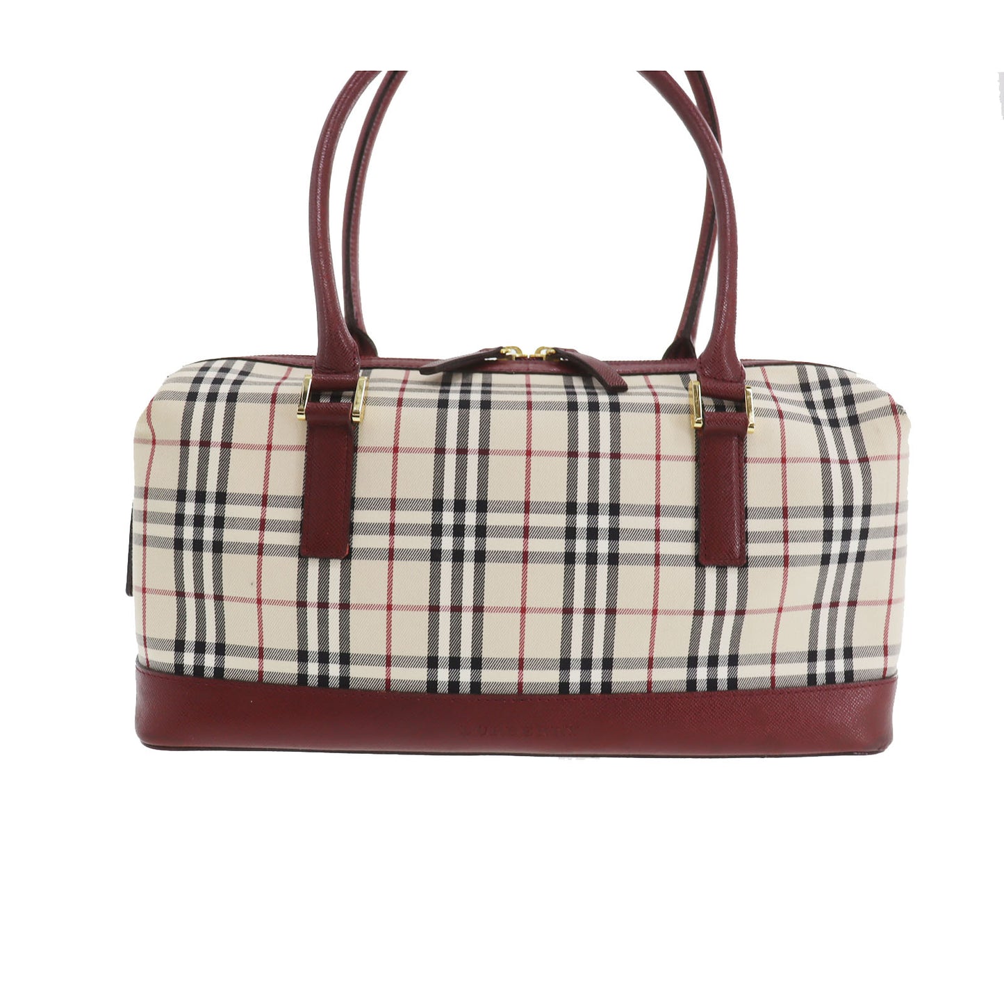 Burberry Nova Check Handbag Beige Bordeaux Canvas #ED518