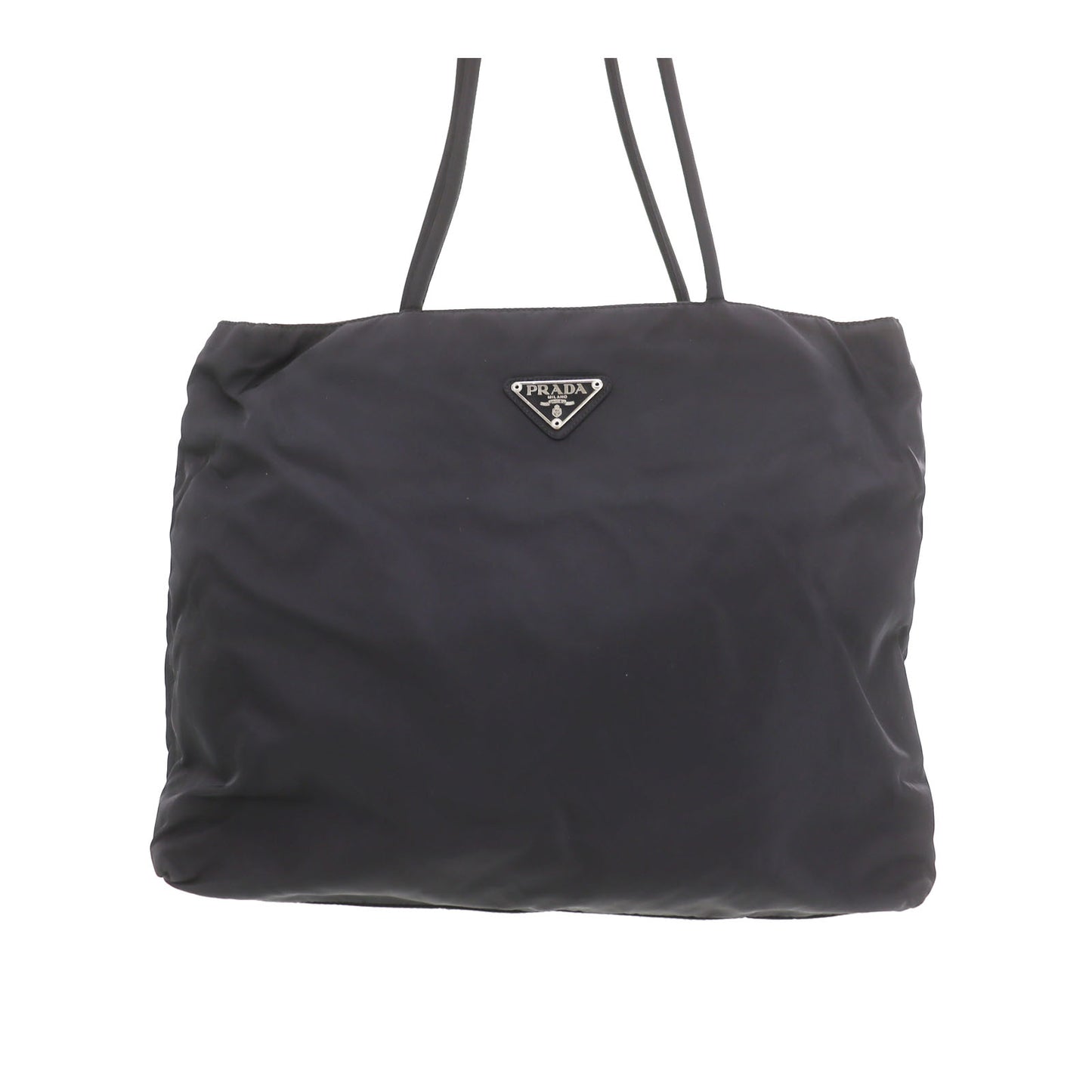 PRADA Logos Shoulder Tote Bag Black Nylon #ED418