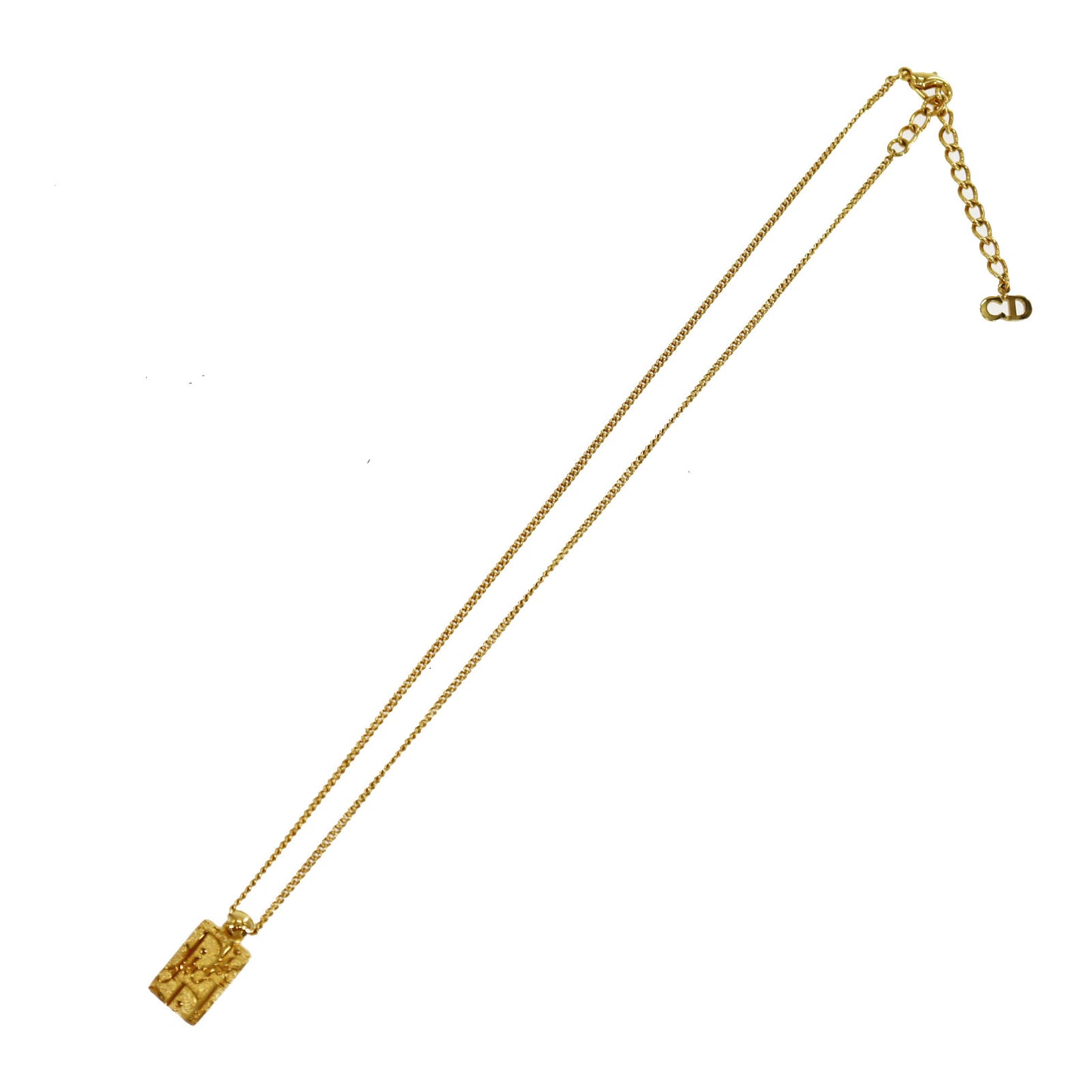 Christian Dior Trotter Rhinestones Chain Necklace Gold Plated #ED531