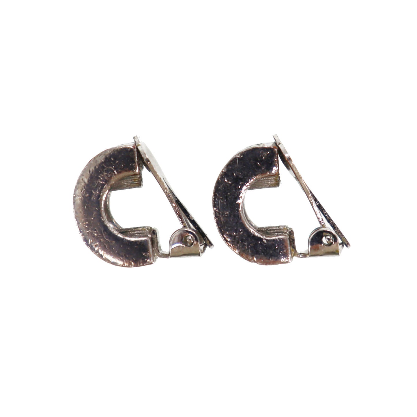 Christian Dior CD Logos Rhinestones Earrings Silver Plated #CW718