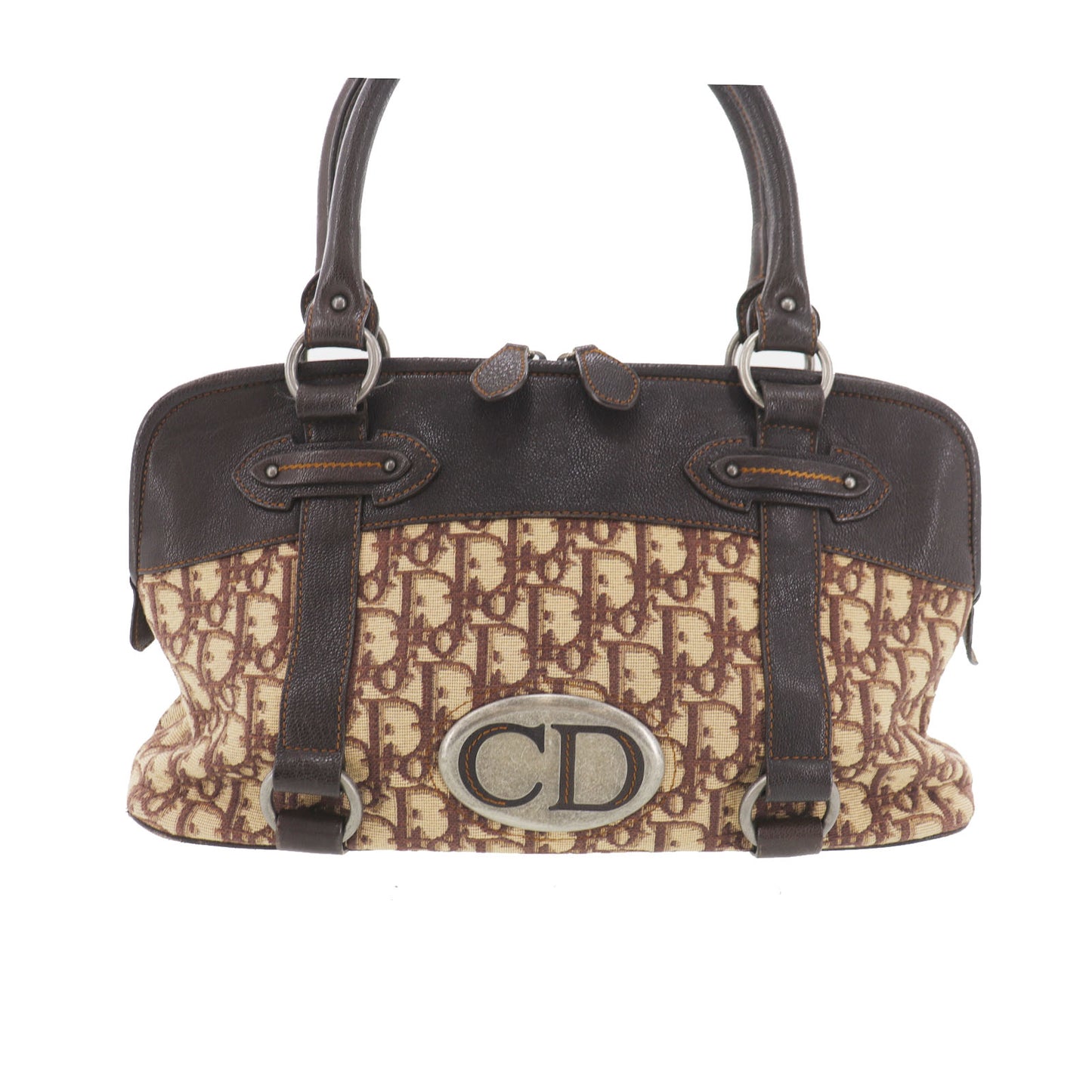 Christian Dior Trotter Handbag Brown Canvas Vintage #AH633