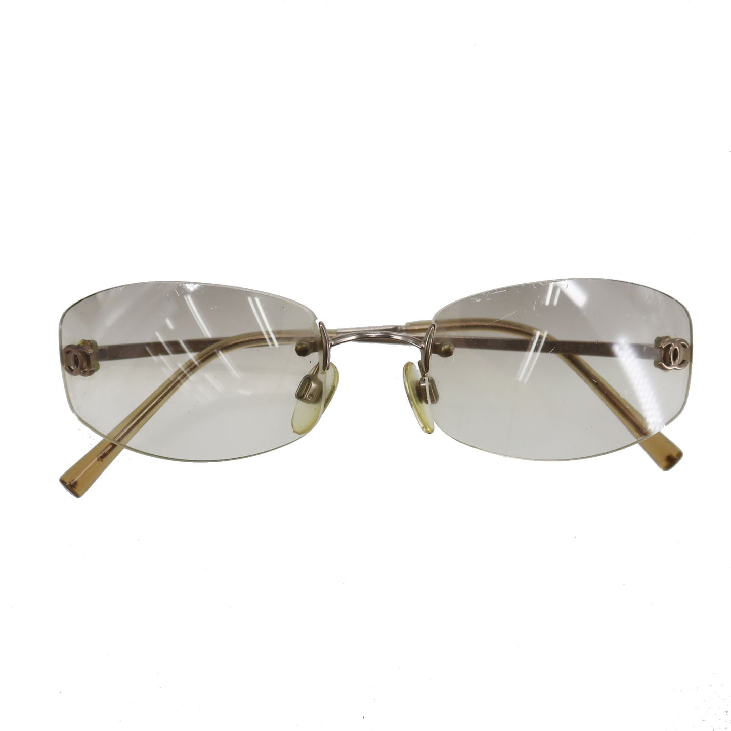 CHANEL Used CC Logos Sunglasses Gray Clear Eye Wear c194/61 54◻︎19 #CY850