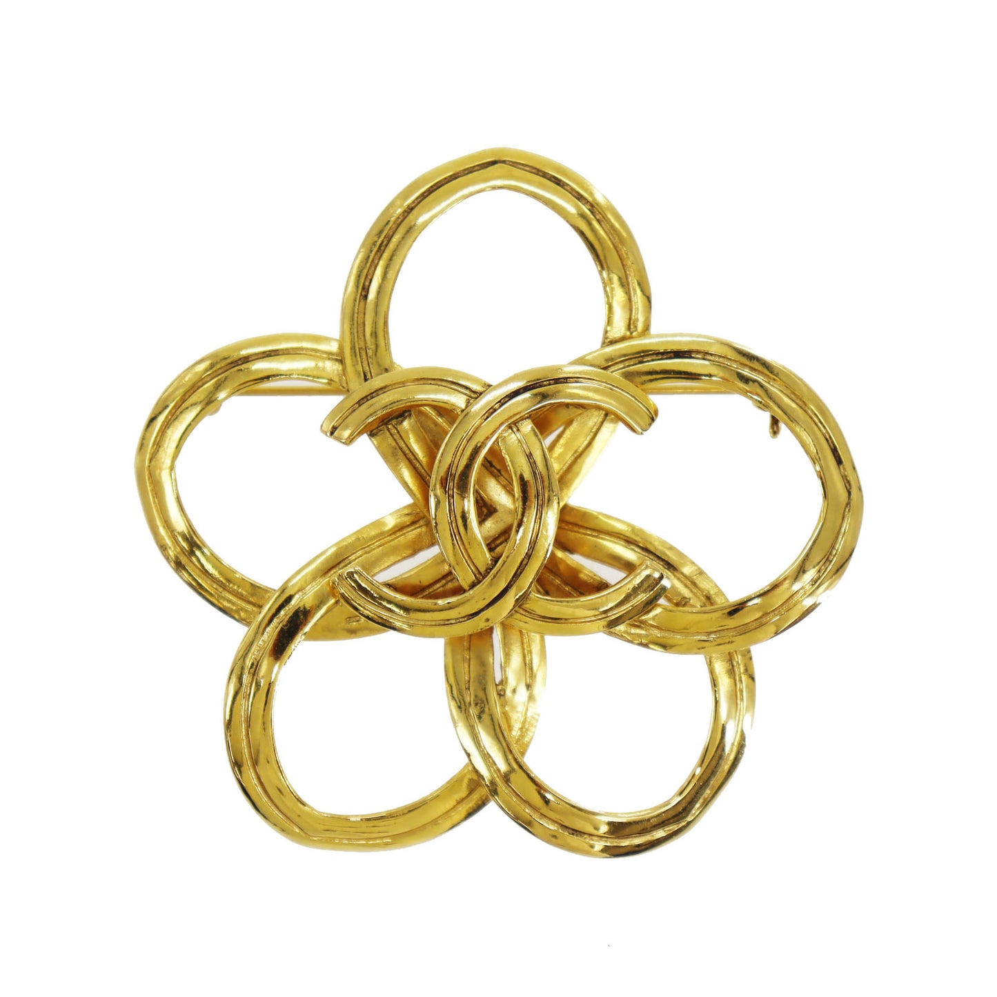 CHANEL CC Flower Pin Brooch Gold Plated 96P #CD808