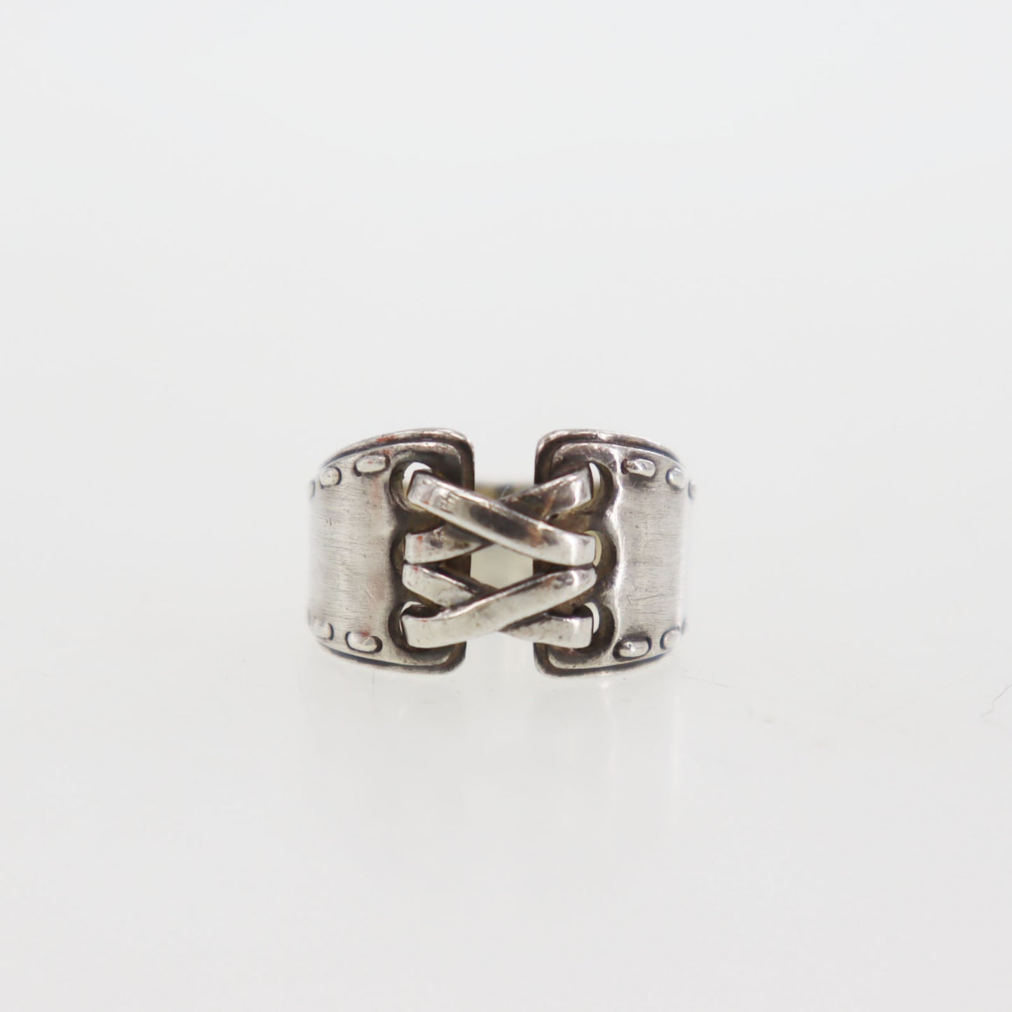 HERMES Lace up Finger Ring Silver 925 #CN466